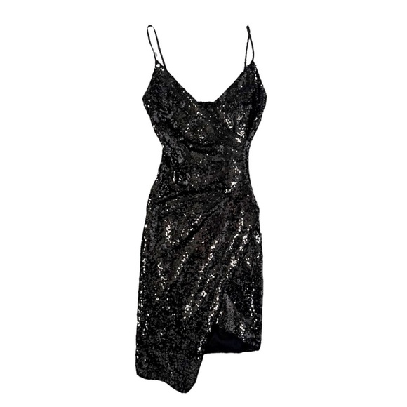 Size 9 cocktail or evening gown formal summer in black sequins - Picture 1 of 9